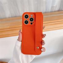 Leather Bracket Wrist Strap Candy Stand Case For iPhone 16 15 14 13 12 11 Pro Max Plus X XR XS Hand Band Holder Silicone Cover For iPhone 15 Pro