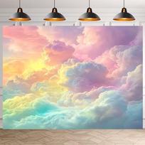 Pastelinis vaivorykštės debesuotas dangus fonas Svajingas gradientinis debesuotas fotografijos fonas vakarėlio fotosesijai 47.2x31.5inch/120*80cm
