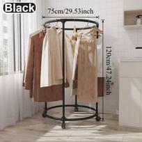 2026 Thickened Round Clothes Drying Rack 360°Rotating Movable with Lockable Wheels Multi-functional Metal Garment Storage Rack 120x75CM juoda