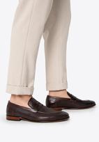 Wittchen Men's Leather Moccasins With Herringbone Pattern, Dark Brown, Natural Leather