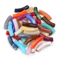30 vnt. 31x8mm Akriliniai lenkti vamzdelio karoliukai Dvi spalvos Bambuko vamzdelio karoliukas Lenktas vamzdelis Laisvas karoliukas Papuošalų gamybai „pasidaryk pats“ Apyrankei Karoliukui