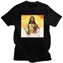 Custom Funny Saint Jesus Snoop Dogg Tshirt for Men Short Sleeve Leisure T Shirt Cool T-shirts Slim Fit 100% Cotton Tee Gift -... S įvairiaspalvis