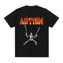 Autistiškas juokingas autizmo skeletas memė marškinėliai vyriški drabužiai vintažiniai gotiški trumparankoviai marškinėliai medvilniniai vasariniai per dideli marškinėliai... S įvairiaspalvis
