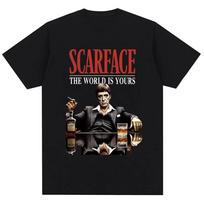 Tony Montana Scarface Marškinėliai Pasaulis Yra Tavo Vyriški Drabužiai Hip Hop Vintage Trumpomis Rankovėmis Medvilniniai Laisvi Madingi Marškinėliai... S įvairiaspalvis