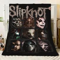 Slipknot išskirtiniai kaukės vilnos pledas - Tamsi sunkaus metalo estetinė antklodė su ikoniškų grupės narių kaukėmis - Tobulas 75x90cm