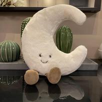 30cm Baltas Mėnulis Geltona Saulė Pliušinis Žaislas Minkštas Mielas Animacinis Orų Pliušinis Žaislas Vaikų Miegamojo Dekoras Sofa Mesti Pagalvę 30cm