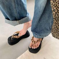 Krazing Pot Natural Skin Horsehair Handmade Summer Size 40 High Quality Slip on French Chic Flat Platform Flip Flops Women Peep Toe Sandals 35 leopardas