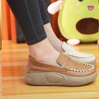 Women's Shoes  Women Sports Shoe Thick Sole Casual Shoes Comfortable Female Vulcanzied Shoes Slip on Wear-resistant Zapatos 35 chaki