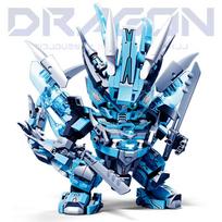 2 viename transformuojamas mecha robotas, miesto statybiniai blokeliai, drakono modelis, žaislai vaikams, dovana berniukams, mergaitėms, gimtadienio dovana