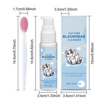 Dog Cat Chin Cleaner 30g Blackhead Cleaning Lotion Pet Chin Acne Care Cleaner with Brush Grooming Supplies  for Dogs and Cats