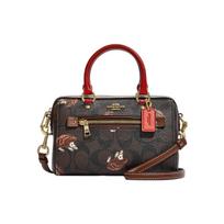 Coach Rowan 17 Rankinė su užtrauktuku viršuje Išorinė kišenė Dvigubas kortelių laikiklis Maža moteriška rankinė Ruda Juoda CC430-IMOSN Basic Set (Bag+Dust Bag)