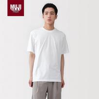 MUJI Plain Weave Round Neck Short Sleeve T-Shirt L juoda