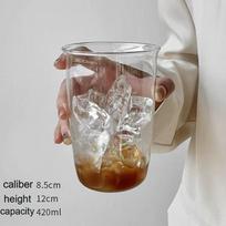 Minimalistinis Iced Americano Latte Plati burna Kavos puodelis Gėrimų stiklinė Namams Skaidrus Šalto gėrimo Vandens puodelis 420ml gryna