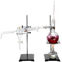Eterinių aliejų distiliavimo rinkinys, 500 ml distiliavimo aparatas, 3.3 Boro laboratorinis stiklinis distiliavimo rinkinys su spiritiniu degikliu, keraminiu tinkleliu ir 24, 40