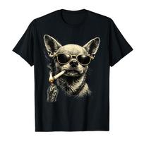 Dog Smoking Cigarette Funny Chihuahua Meme T-shirt For Men Women 100% Cotton T Shirts Short Sleeve Tops 0204-1 - Men's Summer... S įvairiaspalvis