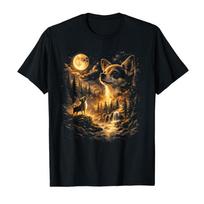 Chihuahua Howling to The Moon Meme Vintage 90s Retro T-shirt For Men Women 100% Cotton T Shirts Short Sleeve Tops 0130-1 - Me... S įvairiaspalvis