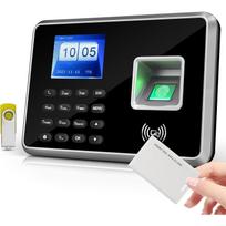Biometric Time Clock Attendance Machine for Employees Support 1000pcs Fingerprint/Password/ID Card Recognition 5 Languages System USB Port Data A1 gray