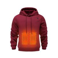 Smart Heating Sweater Hooded USB Electric Heating Warm Sweater Men's Five-zone 3-speed Thermostat Winter Men's Heating M vyno raudonos spalvos