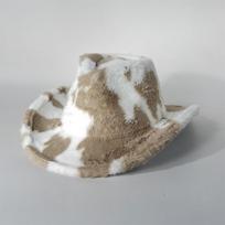 Leopard Print Rabbit Fur Cowboy Hat 7.5 cm Western Cowboy Fedora Men and Women's Panama Fashion Travel Party Hat Warm Cowboy Hat 56-58cm