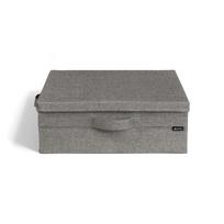Pilkos spalvos iš tekstilės daiktadėžė su dangčiu 46x56x16 cm Soft Storage Low – Bigso