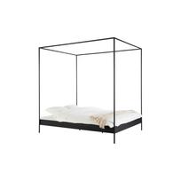 Juodos spalvos iš plieno dvigulė lova be galvūgalio/su baldakimu su lovos grotelėmis 140x200 cm Eton – noo.ma