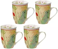 ROSE&TULIPANI MIRABILIA 4 arbatinių puodelių rinkinys, 300 ml, raudoni
