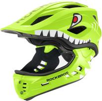 Rockbros TT-32004 „Shark“ vaikiškas dviračio šalmas su nuimamu antgaliu, M dydis (54-58) - Žalias