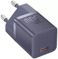 Baseus GaN5 30W USB-C EU su violetinis kabelis Baseus Dynamic 3 USB-C 100W 1m - violetinė