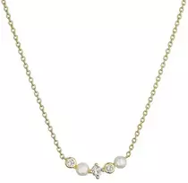 Evolution Group Elegant auksinis-plated pakabukas with zircons and pearls 22057.1
