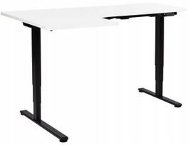 Kampinis rašomasis stalas, kairės pusės reguliuojamo aukščio Beliani Destines, 160 cm x 109 cm, 60 - 125 cm, balta sp./juoda sp.