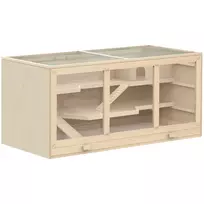 Natūralaus medžio trijų aukštų narvelis žiurkėnams, graužikams su laiptais 115 x 57 x 55 cm
