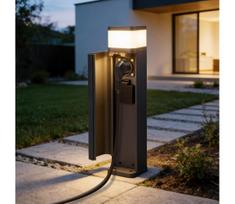 Brilagi - Lauko šviestuvas su 2 SCHUKO lizdais PILLAR 1xG9/11W/230V IP44 antracitas