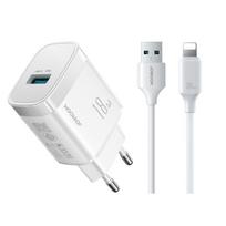 Įkroviklis Joyroom JR-TF4 18W USB-A + USB-A to Lightning cable 1.0m baltas