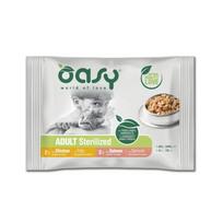 Oasy Multipack guliašas su vištiena ir lašiša sterilizuotoms katėms, 4 x 85 g