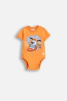 COCCODRILLO smėlinukas trumpomis rankovėmis HAPPY RETRO BOY NEWBORN, oranžinis