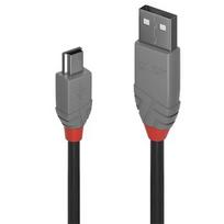 USB Kabelis - LINDY Anthra Line USB 2.0 Type A į Mini-B Laidas M/M, 3 m, Juodas