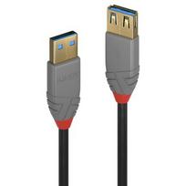 USB Kabelis - LINDY Anthra Line USB 3.2 Tipo A Prailginimo Laidas, 5Gbps, 0.5 m, Juodas