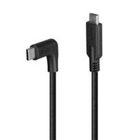 USB Kabelis - LINDY USB 3.2 Type C Laidas, M/M, 90° Dešinysis Kampas, 10Gbps, 60W PD, 1.5 m, Juodas