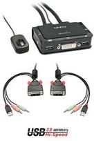 KVM Jungiklis - 2 Port DVI-D USB 2.0 Garso KVM 1920x1200@60Hz