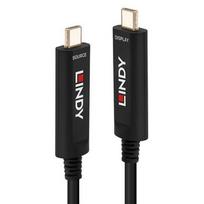 USB Kabelis - LINDY Šviesolaidinis Hibridinis USB Type C Laidas, Garso / Vaizdo, 3840x2160, 60Hz, 15 m, Juodas