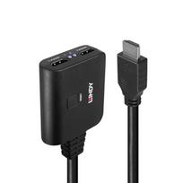 HDMI Skirstytuvas - LINDY 2 Prievadų HDMI Skirstytuvas, 4K60, 18Gbps, Atstatymo Mygtukas, Juodas