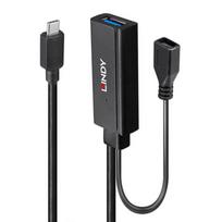 USB Prailginimo Laidas - LINDY USB 3.2 C/A Prailginimo Laidas 5Gbps 5m, Juodas