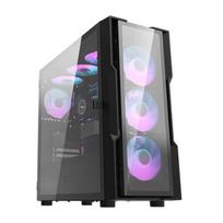 Kompiuterio korpusas - darkFlash DK431 E-ATX/ATX/M-ATX, grūdintas stiklas, 4 RGB ventiliatoriai, juodas