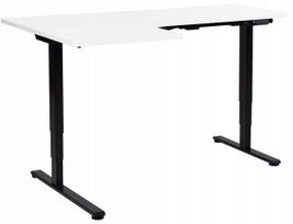 Kompiuterio stalas, kairės pusės reguliuojamo aukščio Beliani Destines, 160 cm x 109 cm, 60 - 125 cm, balta sp./juoda sp.