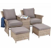 Lauko sofa MILOS BEIGE  su staliuku ir ištraukiamais pakojais