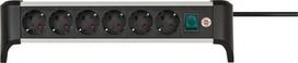 Brennenstuhl Burn ALU Office Line 6-way black 3m with switch