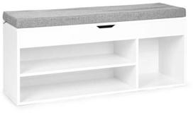 Suoliukas su batų lentyna, balta sp./pilka sp., 104 cm x 30.5 cm x 49 cm