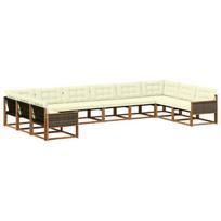 Lauko sofos komplektas 10 pcs Natūralus ir grietinėlė