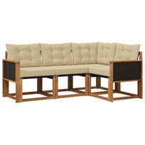 Lauko sofos komplektas su pagalve 4 pcs Natūralus ir bežinis