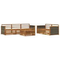 Lauko sofos komplektas 6 pcs Natūrali Kietos akacijos mediena